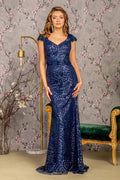 Vestido largo de sirena con flores 3d, brillos y escote transparente